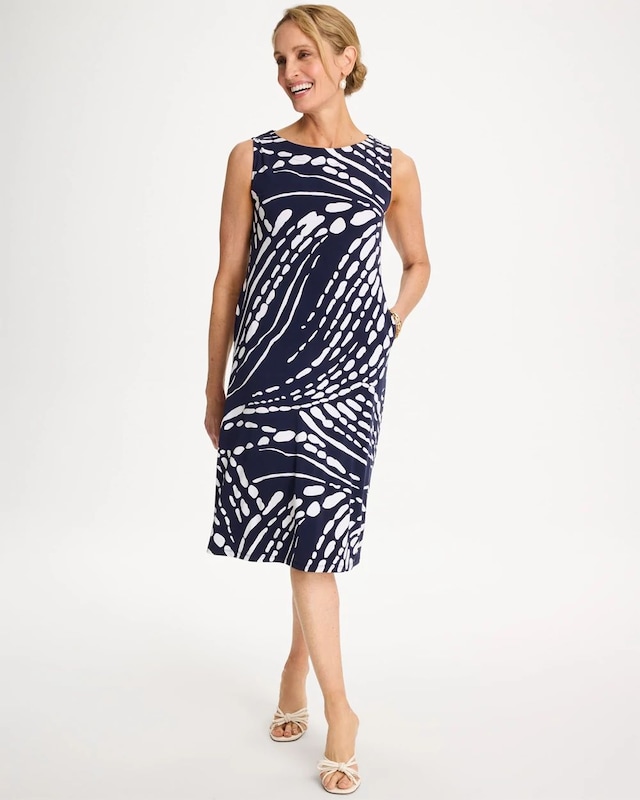 Jersey Knit Printed Shift Dress - image 1